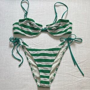 Triangl green and white stripe bikini